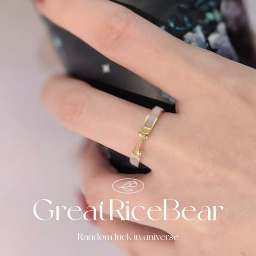 Ningfeng old phoenix-like internet celebrity letter H with a design-like I-shaped mother-of-pearl titanium-plated steel ring for women that won’t fall off, rose gold, No. 7