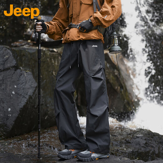 JEEP Casual Pants Men's and Women's Assault Paratrooper Pants Windproof Outdoor Work Pants Loose Straight Pants Black XL
