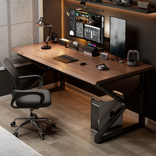 Gujia Home Desk Computer Desk Gaming Desk Study Desk Study Desk Desk Writing Desk Workbench Simple Single Desk 25mm Thick Desktop -1.2m*60*75|Walnut Color