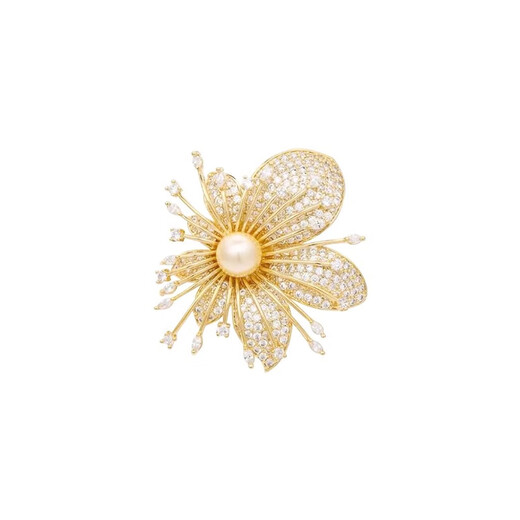 BJYL temperament brooch high-end exquisite fashion dinner corsage high-end light luxury suit coat pin clothing accessories women's gold flower brooch