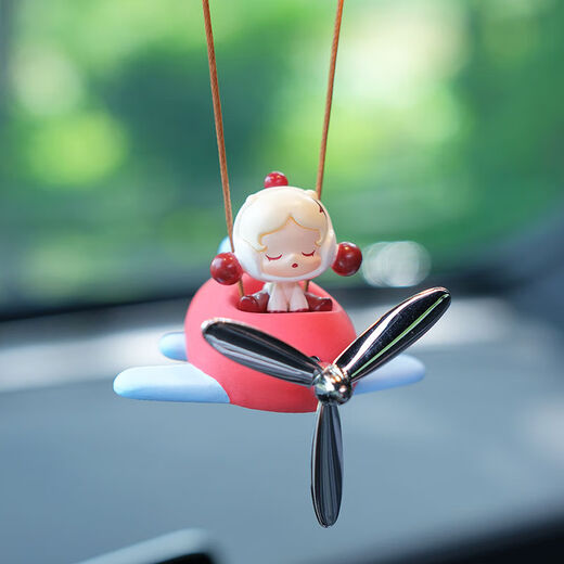 Yusenyi Bubble Mart Propeller Small Airplane Car Pendant Car Pendant Feeling Rearview Mirror Pendant 2025 New Little Sweet Bean Pink Baby Propeller Purple Airplane
