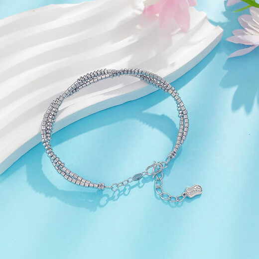 Beijing Gold Trading Center Co., Ltd. Platinum Bracelet Double-layer Twisted Gold Bead Twist Bracelet as a gift for your girlfriend as a gift, about 17.85g