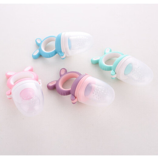 ZNMW Baby Bite Bag Baby Complementary Food Fruit and Vegetable Happy Fruit Eating Artifact Silicone Push Pacifier Eats Fruit Puree and Molars Teeth Fawn Style + Purple + Medium Net Random Color