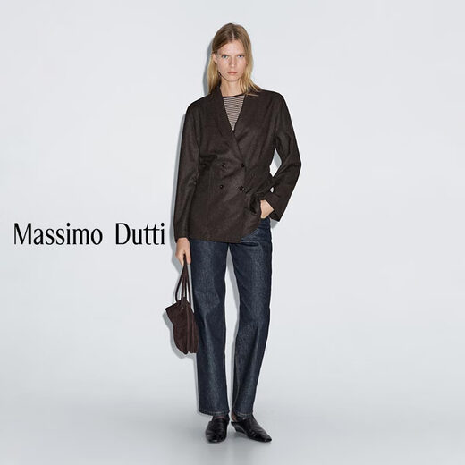 Massimo Dutti Discount Upgrade 2026 Women's Simple Commuting Style High Intelligence Double-breasted Blazer 06040713 Chocolate XS (34) (CN 165/80A)