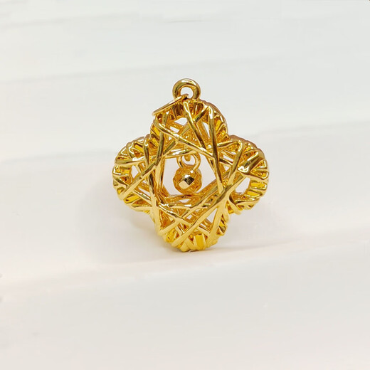 18K gold diamond pendant, brushed clover, 18K gold woven four-leaf clover pendant, birthday gift for girls, yellow K chain