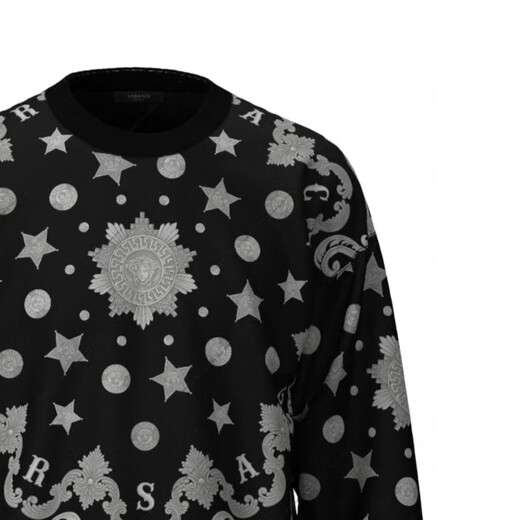 Versace (VERSACE) FW25 pattern printed cotton round neck long-sleeved sweatshirt for men, black S