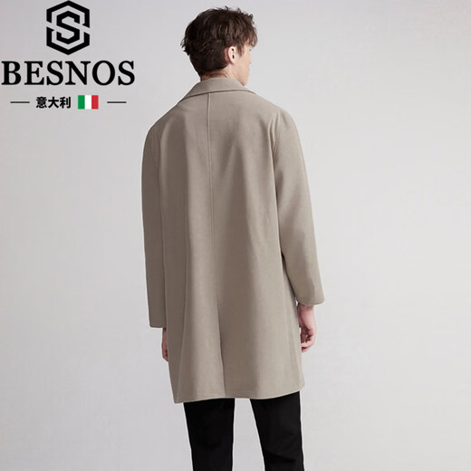 BESNOS Italian brand Balmaken men's windbreaker single-breasted high-end solid color casual autumn mid-length coat gray card color M (170) suitable for weight 100-130Jin Jin equals 0.5 kg