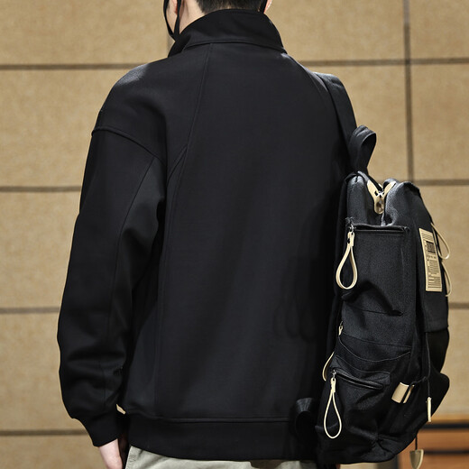 Yilang Cool American Retro Heavy Structure Half-Turtle Collar Sweatshirt Men's Autumn New Trendy Loose Henley Shirt Men's Black M Suitable for 110-130Jin Jin is equal to 0.5 kg