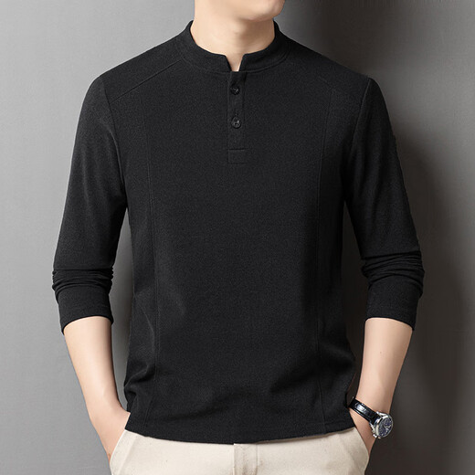 GOLDLION G+ goldlion broken code 2026 autumn and winter double-sided German velvet bottoming shirt men's Henry collar trendy versatile long-sleeved warm shirt blue gray M