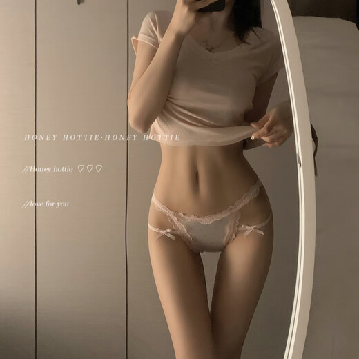 Universal Young Girl Amana Lace Panties Girls Sexy Hollow Bow Briefs Low Waist Pure Desire White M (80-100Jin Jin is equal to 0.5kg)