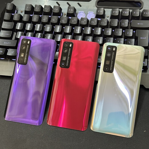Original suitable for Huawei nova7pro glass back cover case NOVA7PRO mobile phone back case back screen battery cover bright black + heat dissipation sticker/shockproof cotton/edge glue tempered glass back cover/high quality/fitting NOVA7P