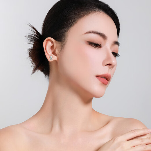 Mengjinyuan Platinum Earrings Crushed Ice Gourd Hollow Copper Coin Earrings PT950 Platinum Birthday Gift for Girlfriend Weight Approximately 2.10g