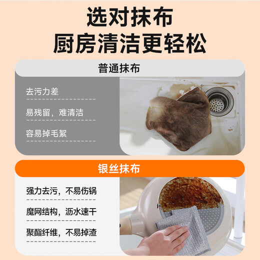 Good helper three-layer silver wire rag 20*20cm*6 pieces kitchen steel wire ball cleaning housekeeping pot and dishwashing scouring pad