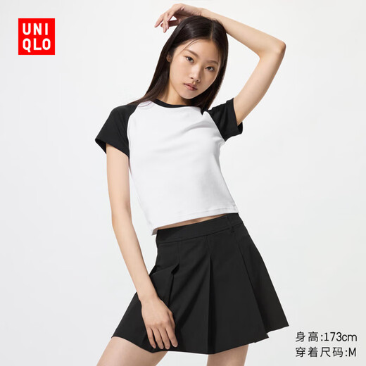 Uniqlo Women's Pleated Mini Skirts/Casual Shorts 25 Autumn and Winter New Style 480302 09 Black 3XL/170/92B