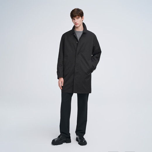 GIOVANNI VALENTINO autumn lapel windbreaker men's mid-length commuter business casual coat black XL