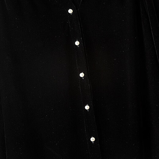 Sibaishe V-neck shirt women's 2025 autumn new loose contrast button long-sleeved temperament commuter top