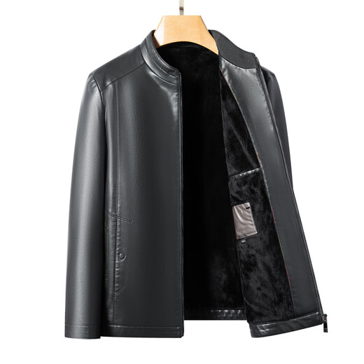 Мужская кожаная повседневная деловая куртка TEDELON из искусственной кожи с воротником-стойкой для папы, осенне-зимняя высококачественная кожаная куртка, черный M