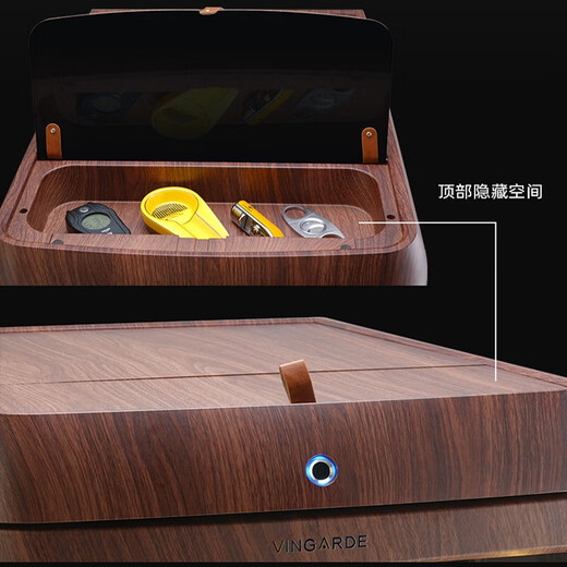 VINGARDE cigar cabinet, constant temperature and humidity cigar humidifier, refrigerator, ionized ammonia purifier, WiFi intelligent control, variable frequency compressor, air-cooled, frost-free, cedar wood alcohol nourishment, home box, naked nourishment, 2nd generation, yellow wood grain, inverter model, 600-800 pieces, 118L
