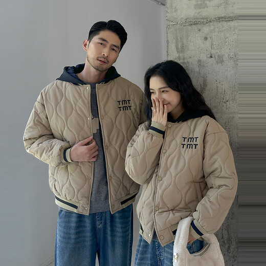 G.duck children's clothing parent-child clothing family of three or four family clothing children's jacket autumn and winter boys and girls baseball uniforms Korean fashion TMT cotton coat khaki 165 S