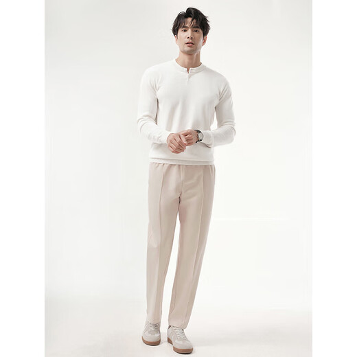 ROMON Light luxury cloud feel Anti-pilling Henry collar sweater Anti-wrinkle long-sleeved clothes Thin sweater autumn and winter for men White-Henry collar Anti-pilling + breathable + anti-wrinkle 2XL 140-150Jin Jin equals 0.5 kg