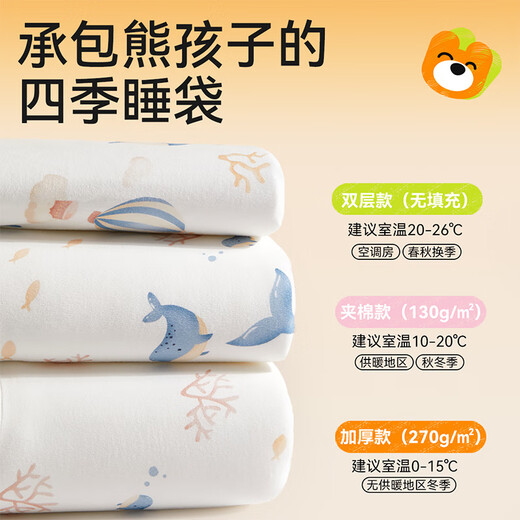 Mianqi Bear Baby Sleeping Bag Autumn and Autumn Cotton Constant Temperature Baby Split Leg Anti-Kick Quilt Children's Pajamas for All Seasons Qingzhu Panda-Cotton Skin Friendly_Double-layer Model_Recommended room temperature 20-26 M size Suitable for height 80-95cm Recommended age 15 months-2