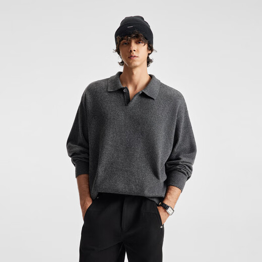 BODYDREAM President Sweater 2nd Generation Old Money Sweater Men's GeekChic Cardigan Seagull Neck Sweater Dark Gray M 120-150Jin Jin equals 0.5 kg