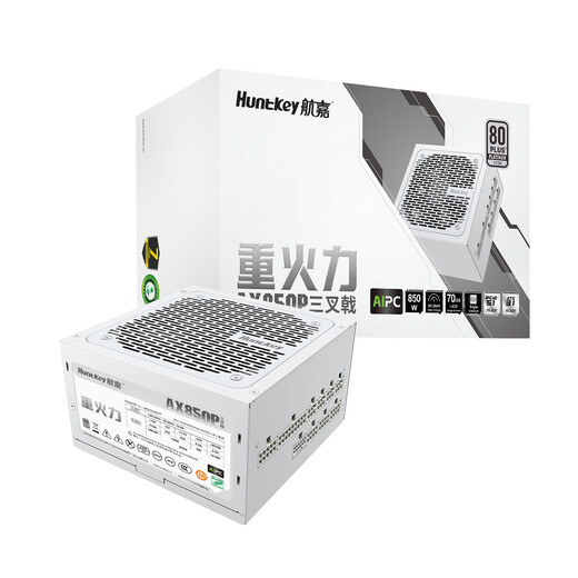 Huntkey Heavy Firepower AX850P Trident Platinum 850 W weißes Netzteil (80PLUS Platinum Vollform/7 Jahre Garantie/ATX3.1/PCIe5.1/geprägtes Kabel)