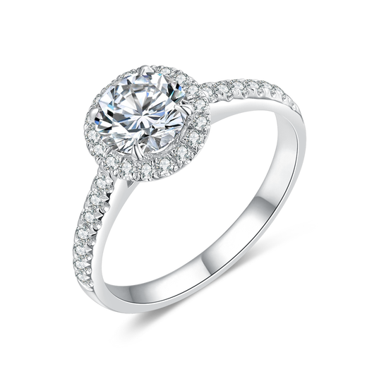 Dianzhijia cultivated diamond platinum 50-point diamond ring round inlaid light luxury ring as a wedding gift for my wife NGTC certificate