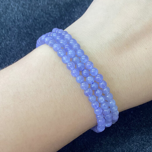 Outstanding natural tanzanite three-circle bracelet for women, fashionable, fresh and simple, crystal multi-circle bracelet, jewelry, gift, versatile 2#/44.2MM/round beads/three circles