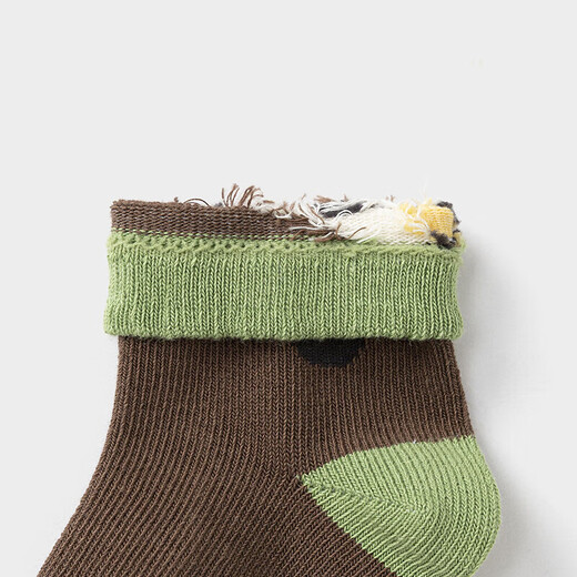 Balabala baby socks cotton autumn new style boys and girls children's newborn children's socks cute short socks five pairs of coffee white tone 00351_209925172214 1-3 years old