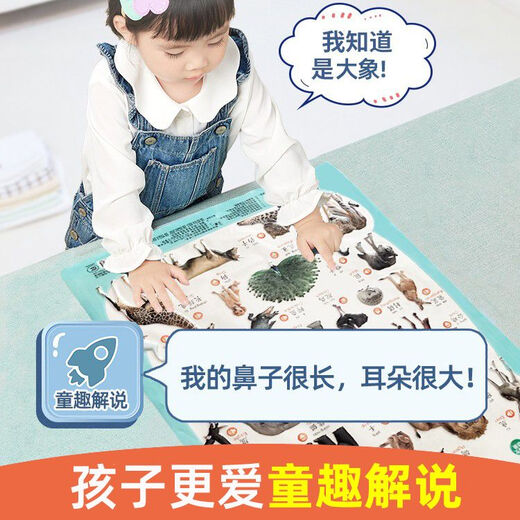 Qiyoubao three-dimensional wall chart with animal sounds and sound, early education pronunciation wall sticker card, baby and toddler voice toy new model, six numbers on the front + formula on the back