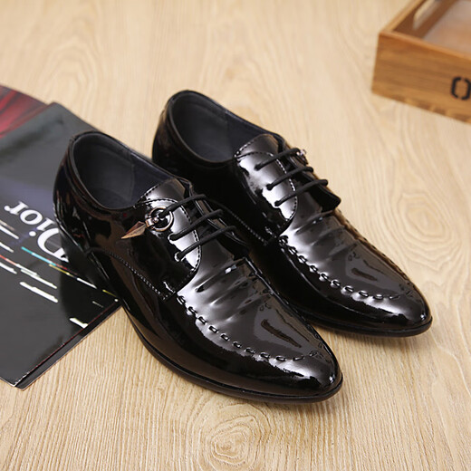 R RED DRAGONFLY red dragonfly new spring and autumn wedding dress studio photo men's leather shoes white casual shiny youth Korean style groom's leather black_6210 giant cow 37