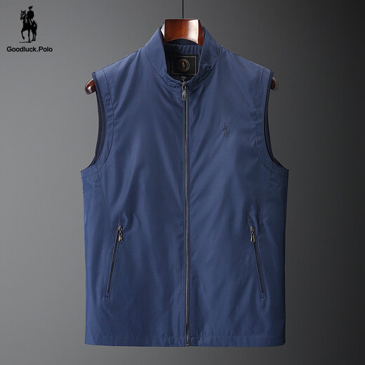 Polosport American Paul Classic Men's Thin Stand-up Collar Vest Autumn Thick Sleeveless Vest Vest Casual Vest Men Dark Blue 2XL 185/100A
