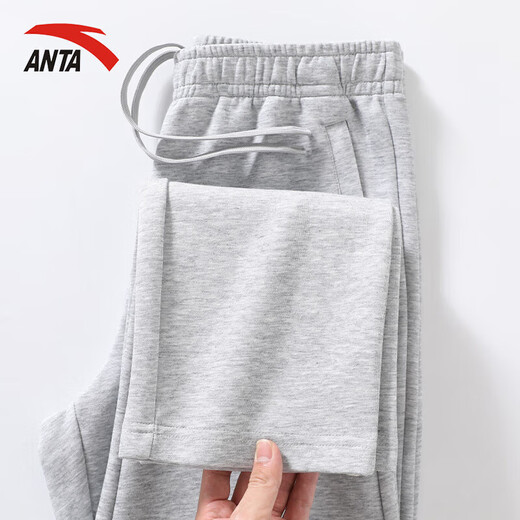 ANTA (ANTA) fleece men's pants sweatpants autumn and winter new warm thickening loose straight pants men's sweatpants men's casual pants gray (velvet straight-zipper pocket) S /165 (90-100Jin Jin equals 0.5 kg)