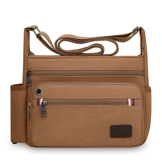 Qiaobolai wear-resistant construction site tool bag large labor protection bag shoulder messenger bag large capacity travel bag large canvas bag men's bag khaki