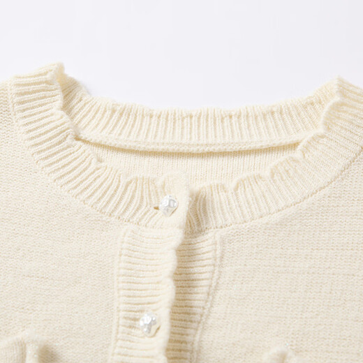 Xiangying Xiaoxiangfeng white knitted cardigan women's long-sleeved 2025 winter new lace sweet round neck sweater jacket Lubai L 165/88A/110-125Jin Jin equals 0.5 kg