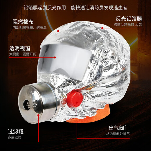 DEXUN THE FUTURE gas mask fire mask fire and smoke mask fire escape filter self-rescue respirator TZL30A red