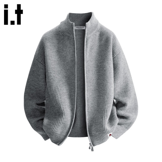 CHOCOOLATE it Men's Cardigan Sweater Jacket Men's Autumn and Winter Lazy Knitted Sweater Outerwear Men's Zipper Wool Autumn Clothing Worsted Gray L Recommended 120-140Jin Jin equals 0.5 kg