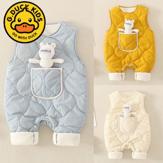 G.DUCKKIDS baby jumpsuit overalls vest vest baby autumn cotton pants newborn autumn and winter outer wear quilted pants blue 36cm 66 size (8-12Jin Jin is equal to about 0.5 kg)