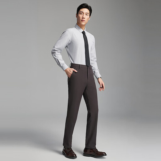 雅戈尔长袖衬衫男200支含羊毛装衬绒面衬衫吸湿速干多功能衬衫2025新品 灰色条子VLRM119691DBY 41 （175/96Y）