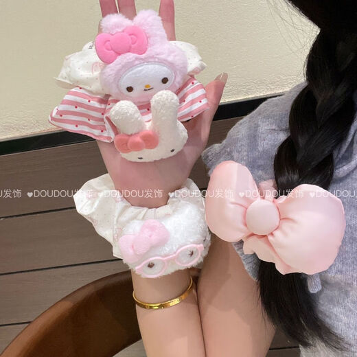 Miffy Rabbit Large Intestine Hair Circle Heart Tie Sweet Hair Rope Cute Ponytail Rubber Band 2025 Ball Girl Hair Rope Pink Print kt