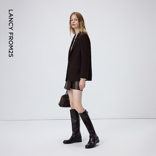 Langzi Elite Wardrobe Wool Gaozhi Suit Commuting Chic Suit Jacket High-end 26th Spring New Style Dark Brown S