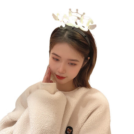 Internet celebrity happy birthday luminous crown headband birthday party photo atmosphere props luminous light birthday hat happy birthday luminous headband