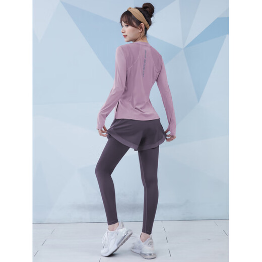 Vansydical's New Herbst- und Winter-Fitnesskleidung für Frauen im Internet Promi Lose Sportswear Langarmed Training Running Yoga Set Gray-Blue + Dark Gray-Blue Drei-teilige TC15908 S