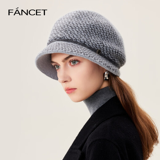 FANCET hat women's autumn and winter elegant temperament warm fisherman hat plus velvet thickened beret knitted woolen hat for elders