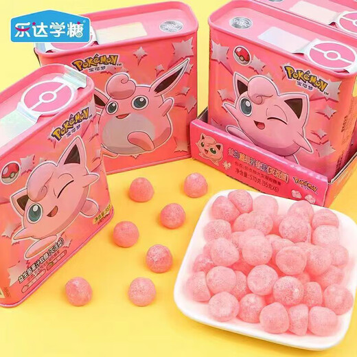Leda Sugar Pokémon Juice Gummy Probiotic VC Canned Strawberry Flavored Gummy Snacks (Lemon + Mango Flavor) 95g*4 cans