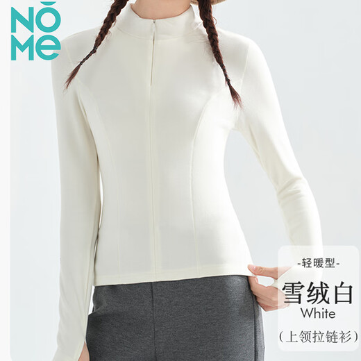 NOME half-zip bottoming shirt for women in autumn and winter slim fit polar fleece warm outdoor top long-sleeved T-shirt white L