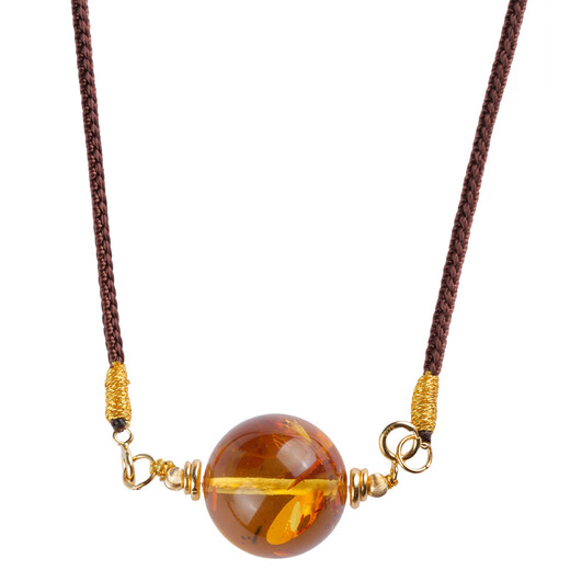 Qingcheng Mountain natural Russian material amber round bead pendant beeswax large single bead amber flower pendant diy single bead universal chain for women 17mm amber round bead pendant (excluding rope) has been fragrant