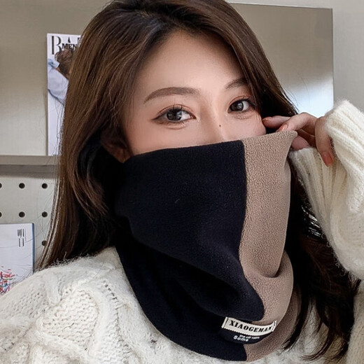 Autumn and winter 2025 new color matching warm scarf for women, versatile face covering mask, neck cover, windproof scarf for men and women, outdoor warm scarf, 2 black and gray