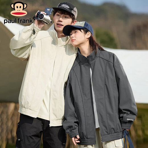 Paul Frank Jacket Men's Autumn and Winter Stand Collar Loose Workwear Jacket Men's Pilot Top Men's Dark Gray XL